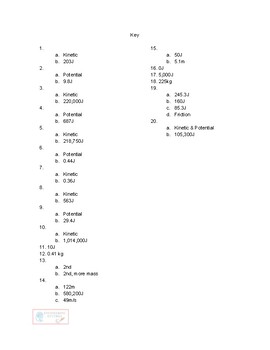 Energy Worksheets #Physics #PhysicalScience #Science by Engineering Futures