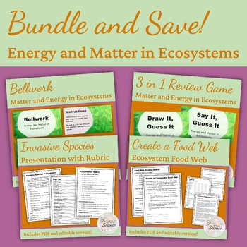 Preview of Energy and Matter in Ecosystems Bundle (Bellwork, Projects, and Review Game)