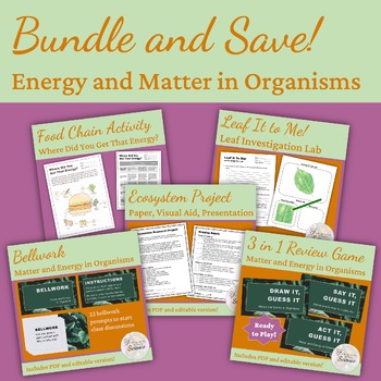 Preview of Energy and Matter in Organisms Bundle (Bellwork, Lab, Projects, and Review)