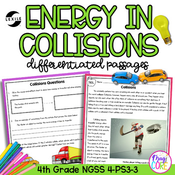Preview of Energy in Collisions NGSS 4-PS3-3 - Science Differentiated Passages