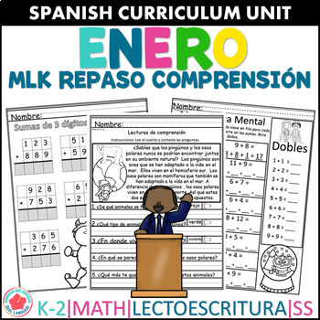 Preview of Enero: Matemáticas Martin Luther King Jr. Comprensión, Repaso de  Conceptos