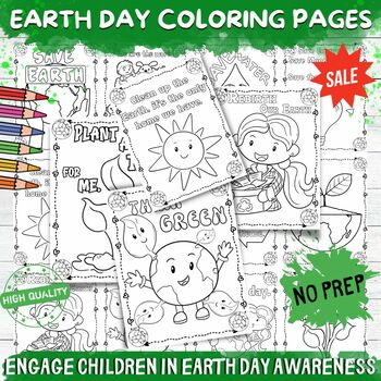 Preview of Engage Children in Earth Day Awareness with Fun and Inspiring Coloring Pages