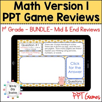 Preview of Engage NY 1st Grade Math Version 1 BUNDLE - Mid & End reviews Digital PPT Games