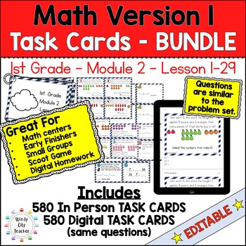 Preview of Engage NY 1st Grade Math Version 1 Task Cards Module 2 BUNDLE - Print & Digital