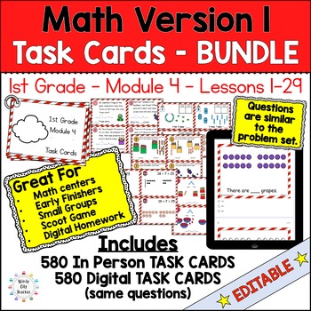 Preview of Engage NY 1st Grade Math Version 1 Task Cards Module 4 BUNDLE - Print & Digital
