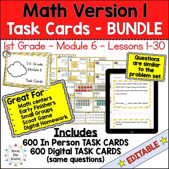 Preview of Engage NY 1st Grade Math  Version 1 Task Cards Module 6 BUNDLE - Print & Digital