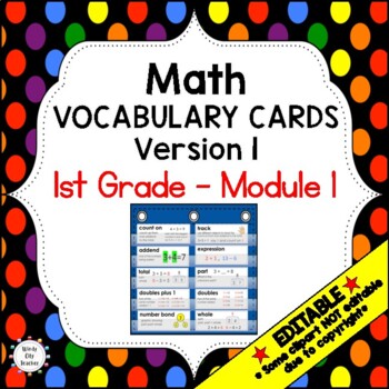Preview of Engage NY 1st Grade Math Vocabulary Word Wall – Module 1 - EDITABLE