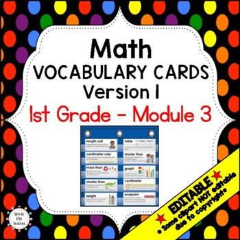 Preview of Engage NY 1st Grade Math Vocabulary Word Wall – Module 3 - EDITABLE