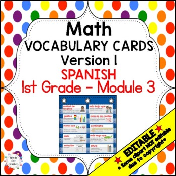 Preview of Engage NY 1st Grade SPANISH Math Vocabulary Word Wall – Module 3 - EDITABLE