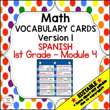 Preview of Engage NY 1st Grade SPANISH Math Vocabulary Word Wall – Module 4 - EDITABLE