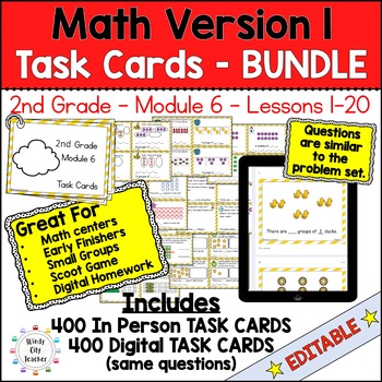Preview of Engage NY 2nd Grade Math Version 1 Task Cards Module 6 BUNDLE - Print & Digital