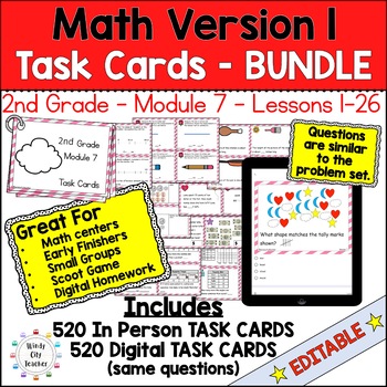 Preview of Engage NY 2nd Grade Math Version 1 Task Cards Module 7 BUNDLE - Print & Digital