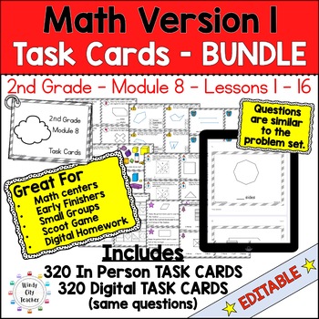 Preview of Engage NY 2nd Grade Math Version 1 Task Cards Module 8 BUNDLE - Print & Digital