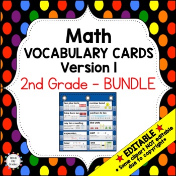Preview of Engage NY 2nd Grade Math Vocabulary Word Wall – BUNDLE - EDITABLE