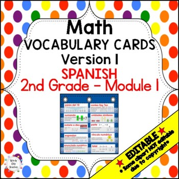 Preview of Engage NY 2nd Grade Math Vocabulary Word Wall – Module 1 - EDITABLE
