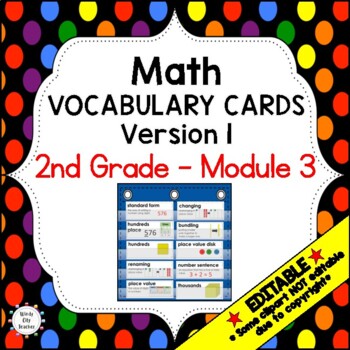 Preview of Engage NY 2nd Grade Math Vocabulary Word Wall – Module 3 - EDITABLE
