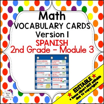 Preview of Engage NY 2nd Grade Math Vocabulary Word Wall – Module 3 -  EDITABLE