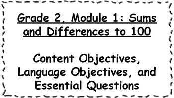 Preview of Engage NY 2nd Grade, Module 1 Content & Language Objectives, Essential Questions