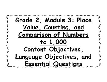 Preview of Engage NY 2nd Grade, Module 3 Content & Language Objectives, Essential Questions