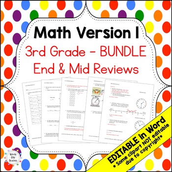 Preview of Engage NY 3rd Grade Math Version 1 Mid & End-of-module reviews - BUNDLE