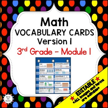 Preview of Engage NY 3rd Grade Math Vocabulary Word Wall – Module 1 - EDITABLE