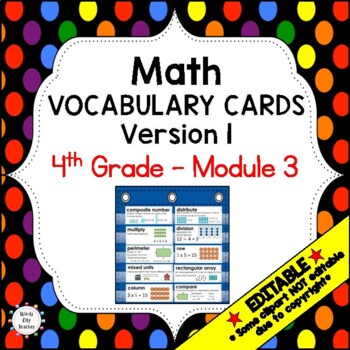 Preview of Engage NY 4th Grade Math Vocabulary Word Wall – Module 3 - EDITABLE