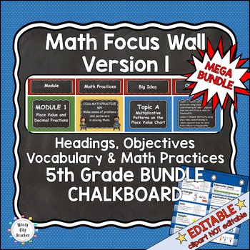 Preview of Engage NY 5th Grade Math Complete Focus Wall - Chalk - MEGA BUNDLE - EDITABLE