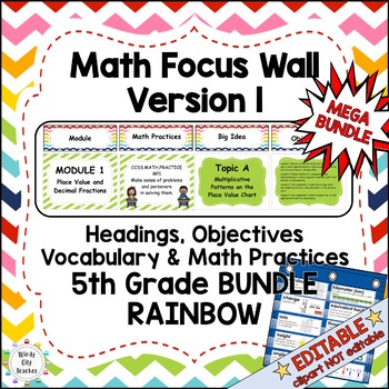Preview of Engage NY 5th Grade Math Complete Focus Wall - Rainbow MEGA BUNDLE - EDITABLE