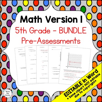 Preview of Engage NY 5th Grade Math Version 1 Pre-Assessment - BUNDLE