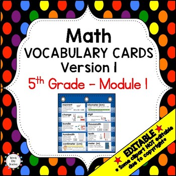Preview of Engage NY 5th Grade Math Vocabulary Word Wall – Module 1 - EDITABLE