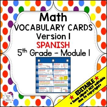 Preview of Engage NY 5th Grade SPANISH Math Vocabulary Word Wall – Module 1 - EDITABLE