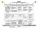 Eureka Math/Engage NY August Homework Calendar (Grade 4 Re
