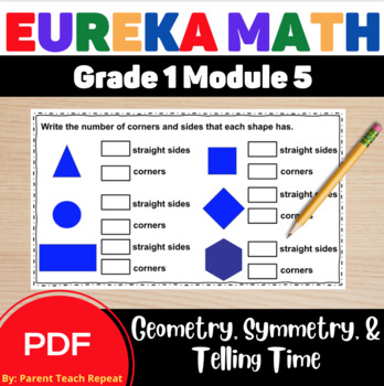 Preview of Engage NY {Eureka} Math Grade 1 Module 5 Lesson Review Worksheets Geometry Time