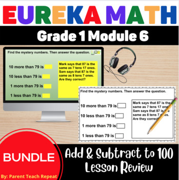 Preview of Engage NY {Eureka} Math Grade 1 Module 6 Digital Printable Review with AUDIO