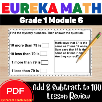 Preview of Engage NY {Eureka} Math Grade 1 Module 6 Lesson Review Worksheets Add Subtract