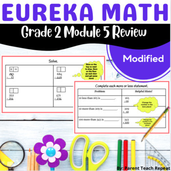 Preview of Engage NY {Eureka} Math Grade 2 Module 5 Review Packet Modified for Special Ed