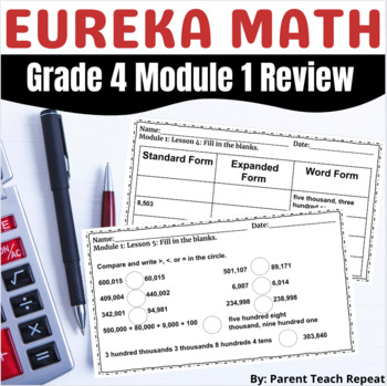 Preview of Engage NY {Eureka} Math Grade 4 Module 1 Review Packet Back to School