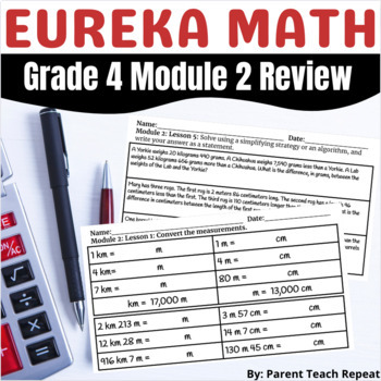 Preview of Engage NY {Eureka} Math Grade 4 Module 2 Review Packet Measurement Conversions