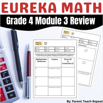Preview of Engage NY {Eureka} Math Grade 4 Module 3 Review Packet Multiplication Division