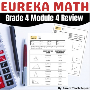 Preview of Engage NY {Eureka} Math Grade 4 Module 4 Review Packet Geometry Angles