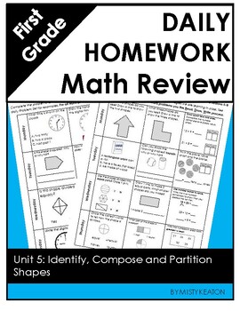 Preview of Grade 1 Unit 5 Weekly Homework or Review: Identify, Compose and Partition Shapes