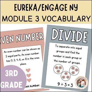 Preview of Engage NY/Eureka Module 3 Grade 3 Math Vocabulary Posters | Earthy Boho Theme