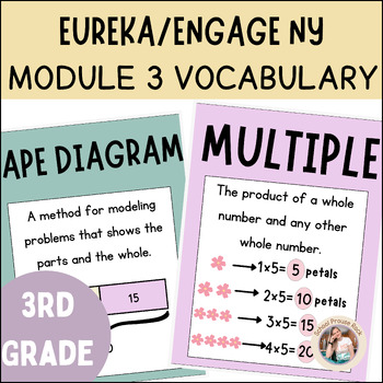 Preview of Engage NY/Eureka Module 3 Grade 3 Math Vocabulary Posters | Gentle Garden Theme