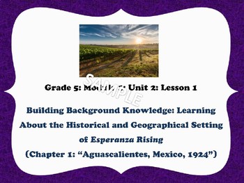 Preview of Engage NY Grade 5 ELA Module 1 Unit 2 Esperanza Rising  (Lessons 1-18)