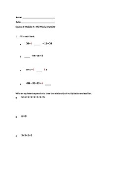 Preview of Engage NY Grade 6 Math- Module 4 Mid review