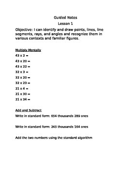 Preview of Engage NY Guided Notes Module 4 Lesson 1