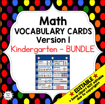Preview of Engage NY Kindergarten Math Vocabulary Word Wall – BUNDLE - EDITABLE