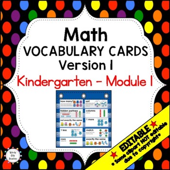 Preview of Engage NY Kindergarten Math Vocabulary Word Wall – Module 1 - EDITABLE