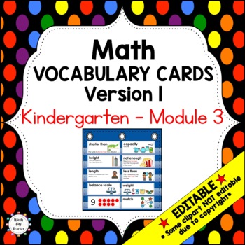 Preview of Engage NY Kindergarten Math Vocabulary Word Wall – Module 3 - EDITABLE