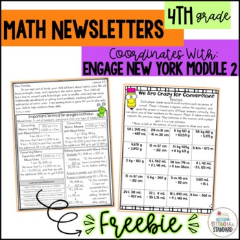 Preview of Engage NY Math | Back to School Math Newsletters 4th Grade Module 2